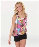 Body Wrappers Pin-ups Print Tank Pullover with Mesh Back