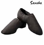 Sansha Leather Pull-on Jazz Shoe - Charlotte (Size: H, Color: Black)