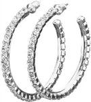 Rhinestone Earrings - One Row Hoop