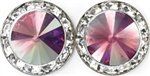 Rose Rhinestone Solitaire in circle of Crystal Rhinestones Earrings