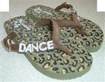 Rhinestone Roxy Personalized Flip Flops - Green Leopard (Size: Small Child)