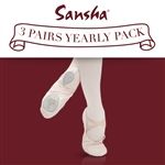 Sansha Silhouette Canvas Ballet Shoe - Yearly Pack (Width: Narrow, Size: 3)